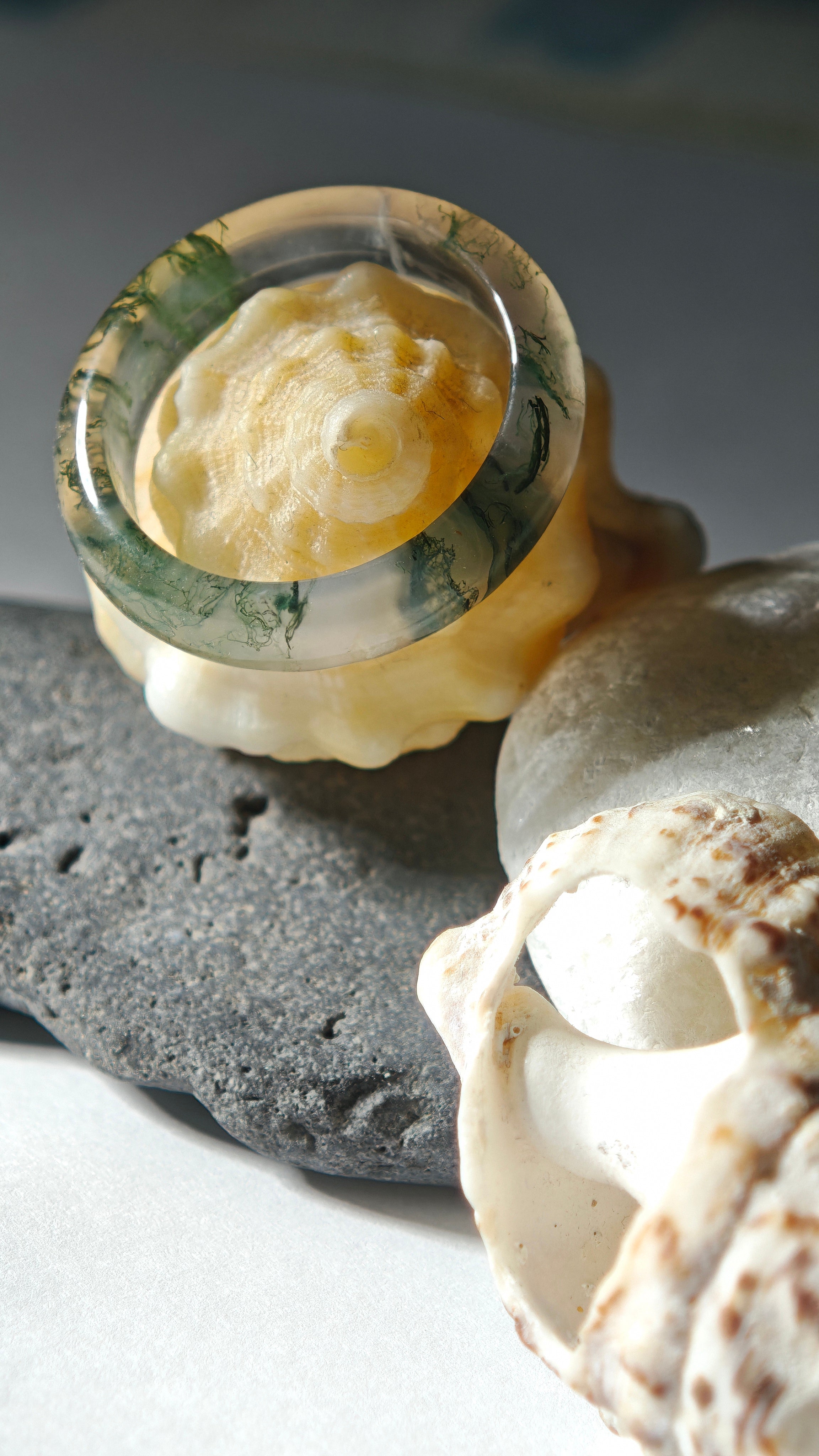 High-Quality Natural Aquatic Plant Jade Ring - Truly Jade Jewelry With Exquisite Aquatic Plant Patterns