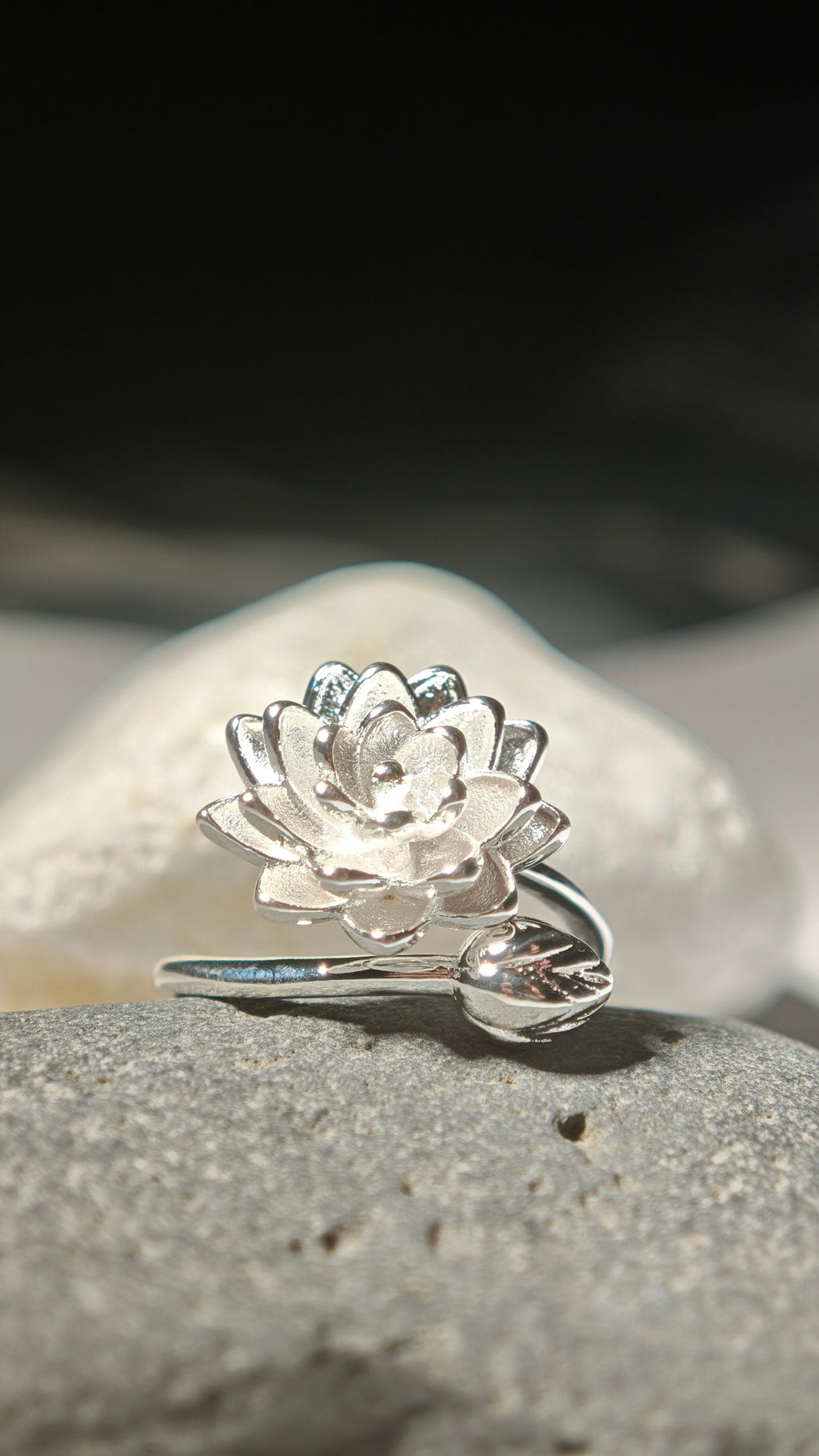 925 Sterling Silver Lotus Flower Adjustable Rings For Women Wedding Engagement Luxury Jewelry Accessories Jewellery