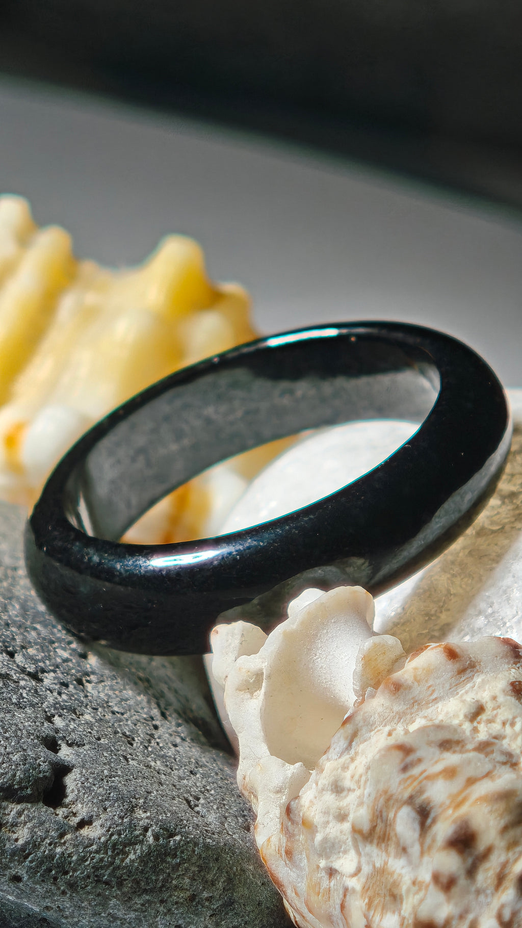 Natural Old Mine A Grade Black Jade Ring - Genuine Dark Jade Ring Elegant Jewelry Accessory  Fine Quality