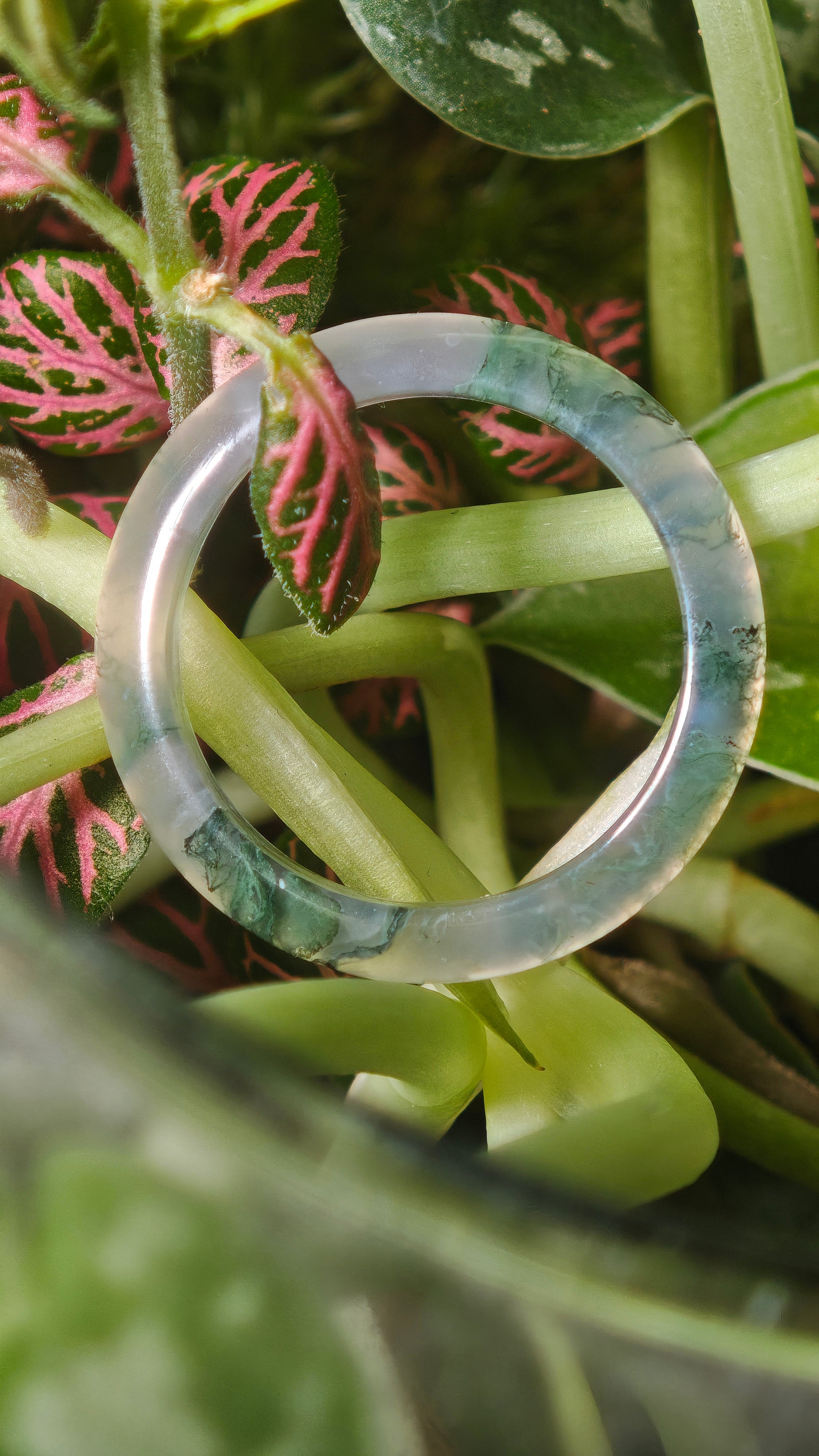 High-Quality Natural Aquatic Plant Jade Ring - Truly Jade Jewelry With Exquisite Aquatic Plant Patterns