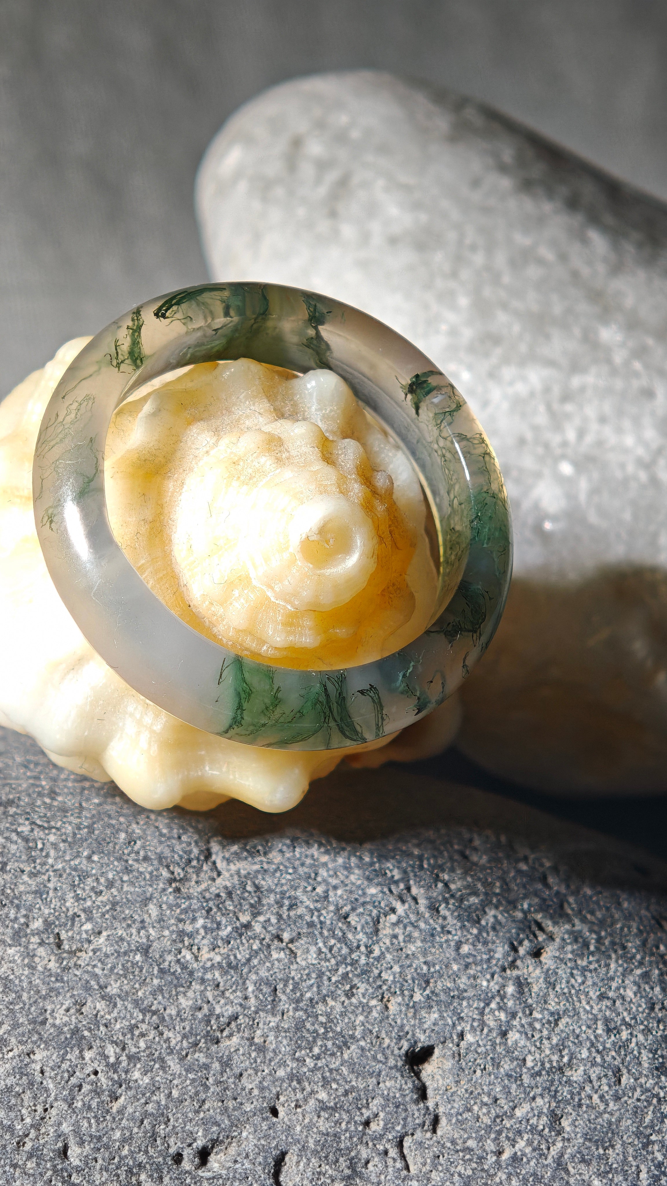 High-Quality Natural Aquatic Plant Jade Ring - Truly Jade Jewelry With Exquisite Aquatic Plant Patterns