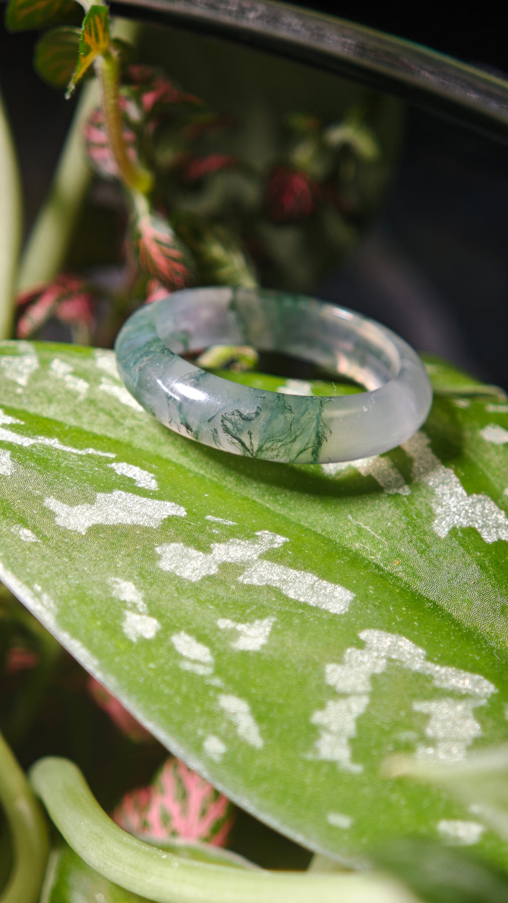 High-Quality Natural Aquatic Plant Jade Ring - Truly Jade Jewelry With Exquisite Aquatic Plant Patterns